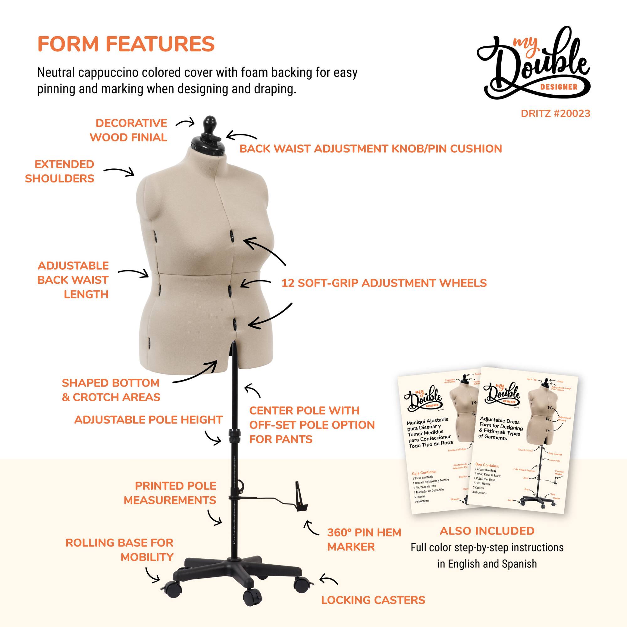 Dritz® My Double Designer Full Figure Dress Form with Adjustable Tri-Pod Stand